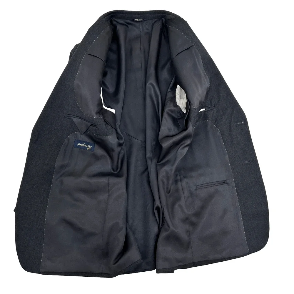 Joseph & Feiss Gold‎ Mens 44R Blazer Jacket Black Charcoal Wool Long Sleeve